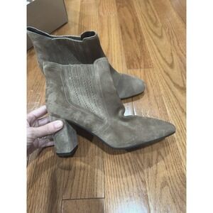 Aquatalia Suede Lana Booties Size 10.5 Made In Italy No Zip Waterproof NEW Mocha